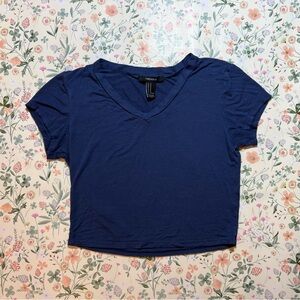 Forever21 Blue V neck crop top
